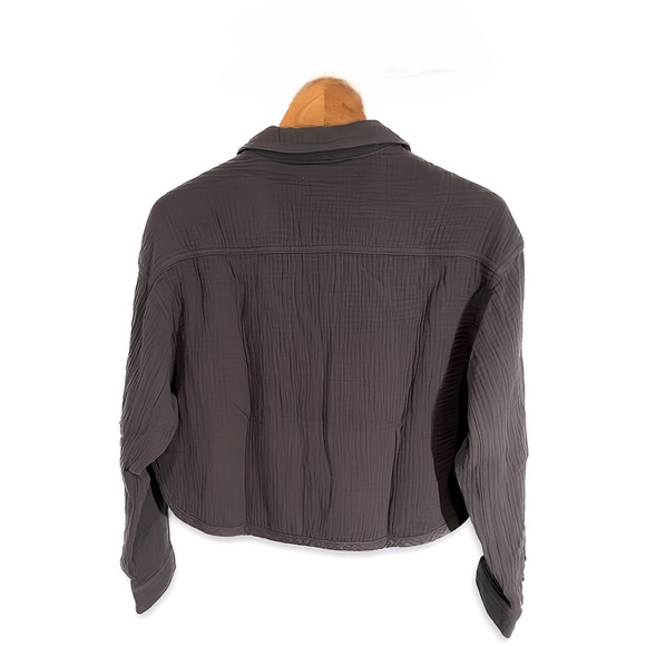 NWT bobi Button-Up PREP Gauze Crop Shacket Jacket Top Size 2 100% Cotton - Picture 2 of 5
